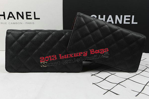 Chanel Bi-Fold Wallet Black Original Cannage Pattern A31509 Gold