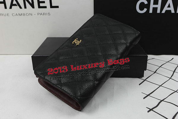 Chanel Bi-Fold Wallet Black Original Cannage Pattern A31509 Gold