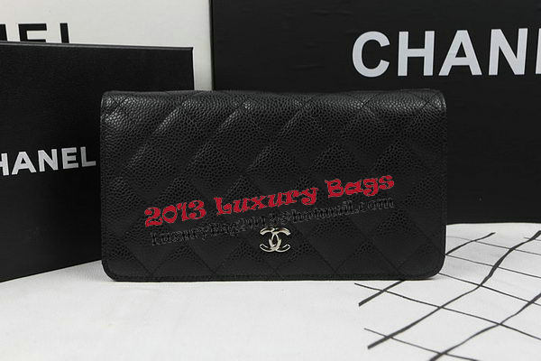 Chanel Bi-Fold Wallet Black Original Cannage Pattern A31509 Silver