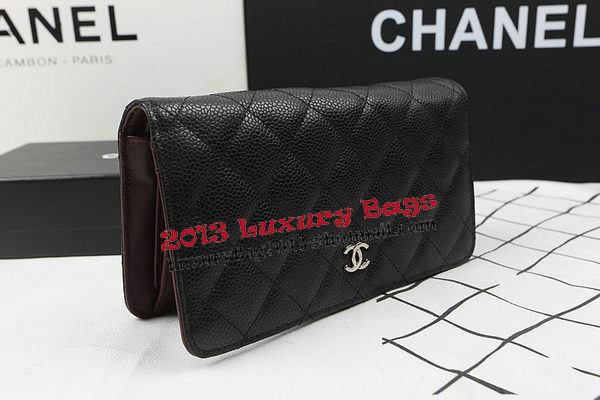 Chanel Bi-Fold Wallet Black Original Cannage Pattern A31509 Silver