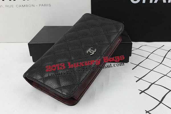 Chanel Bi-Fold Wallet Black Original Cannage Pattern A31509 Silver