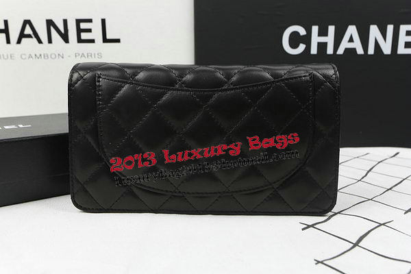 Chanel Bi-Fold Wallet Black Original Sheepskin A31509 Silver