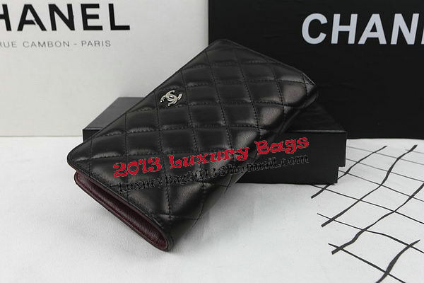 Chanel Bi-Fold Wallet Black Original Sheepskin A31509 Silver