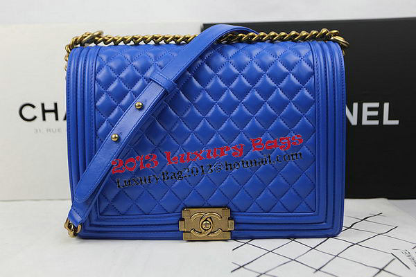 Chanel Boy Flap Shoulder Bag Original Sheepskin Leather A67087 Blue