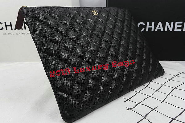 Chanel Clutch Bag Black Original Cannage Pattern A69254 A69253 A69252 Gold