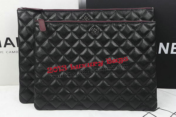 Chanel Clutch Bag Black Original Cannage Pattern A69254 A69253 A69252 Silver