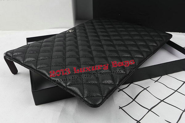 Chanel Clutch Bag Black Original Cannage Pattern A69254 A69253 A69252 Silver