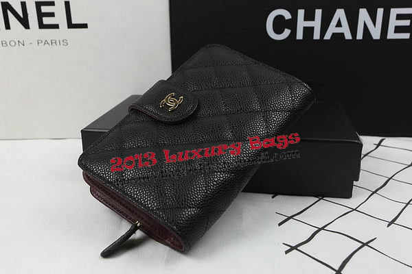 Chanel Matelasse Bi-Fold Wallet Black Original Cannage Pattern A48667 Gold