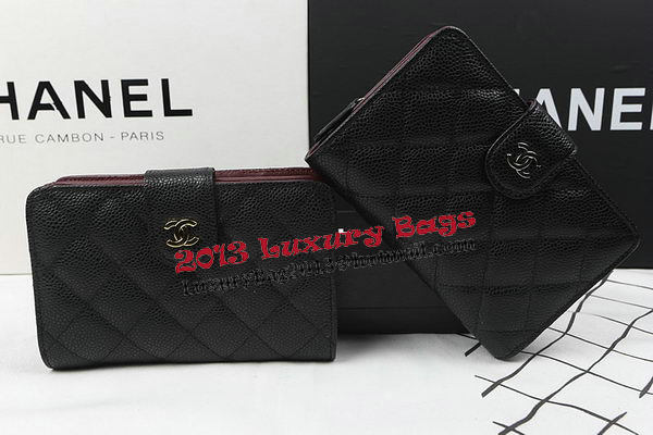 Chanel Matelasse Bi-Fold Wallet Black Original Cannage Pattern A48667 Silver