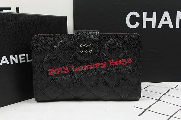 Chanel Matelasse Bi-Fold Wallet Black Original Cannage Pattern A48667 Silver