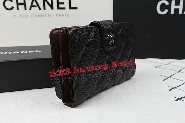 Chanel Matelasse Bi-Fold Wallet Black Original Cannage Pattern A48667 Silver