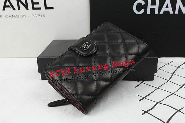 Chanel Matelasse Bi-Fold Wallet Black Original Sheepskin A48667 Silver