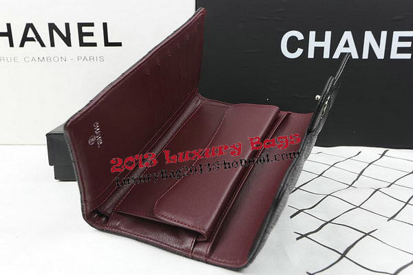 Chanel Tri-Fold Wallet Black Original Cannage Pattern A31506 Silver