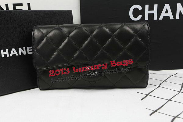 Chanel Tri-Fold Wallet Black Original Sheppskin A31506 Silver