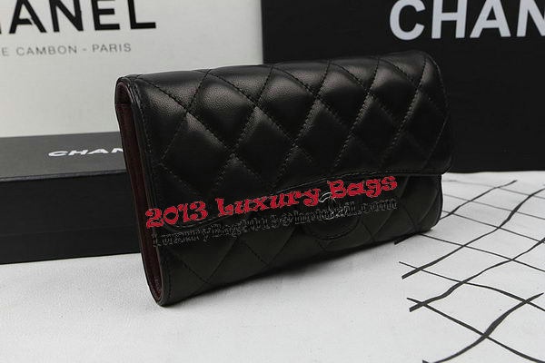 Chanel Tri-Fold Wallet Black Original Sheppskin A31506 Silver