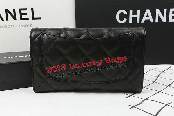 Chanel Tri-Fold Wallet Black Original Sheppskin A31506 Silver