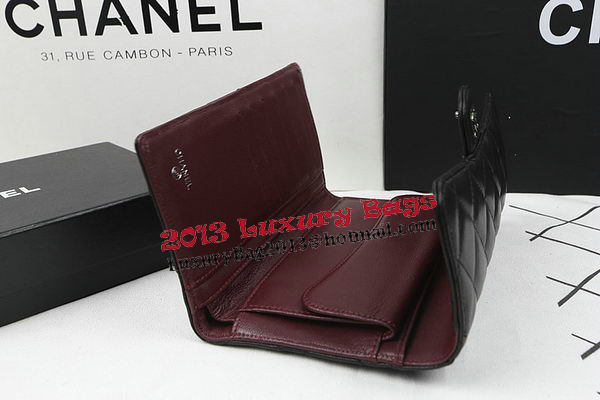 Chanel Tri-Fold Wallet Black Original Sheppskin A31506 Silver