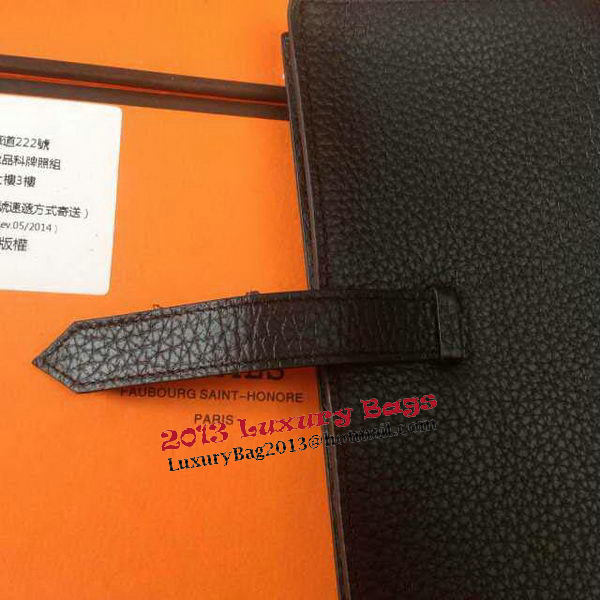 Hermes Bearn Japonaise Grainy Leather Wallet H8622W Black