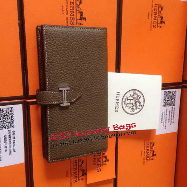 Hermes Bearn Japonaise Grainy Leather Wallet H8622W Grey