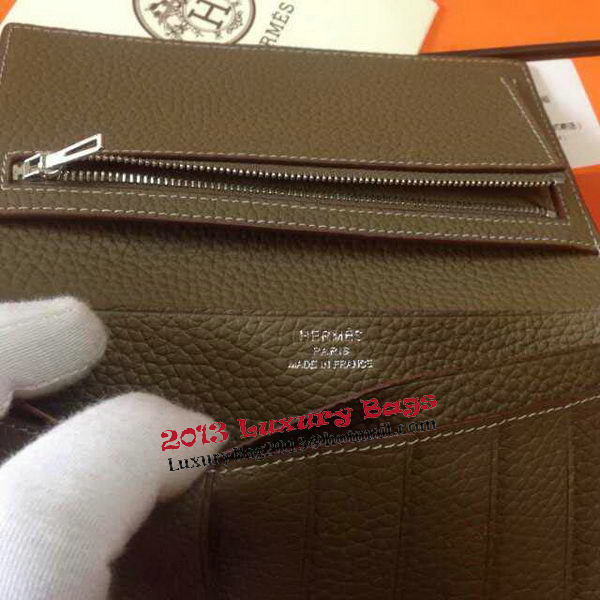 Hermes Bearn Japonaise Grainy Leather Wallet H8622W Grey