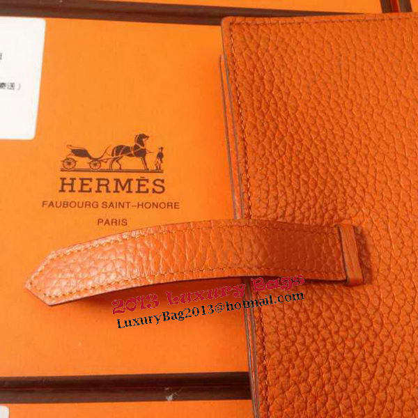 Hermes Bearn Japonaise Grainy Leather Wallet H8622W Orange