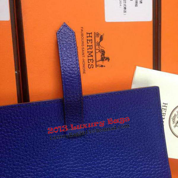 Hermes Bearn Japonaise Grainy Leather Wallet H8622W Royal