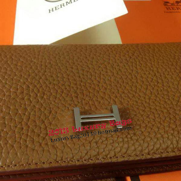 Hermes Bearn Japonaise Grainy Leather Wallet H8622W Wheat