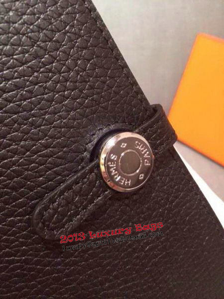 Hermes Compact Passport Holder Original Leather Black