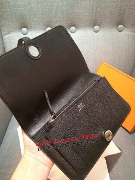 Hermes Compact Passport Holder Original Leather Black