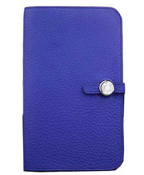 Hermes Compact Passport Holder Original Leather Wallet Royal