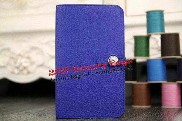 Hermes Compact Passport Holder Original Leather Wallet Royal