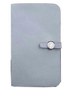 Hermes Compact Passport Holder Original Leather Wallet SkyBlue