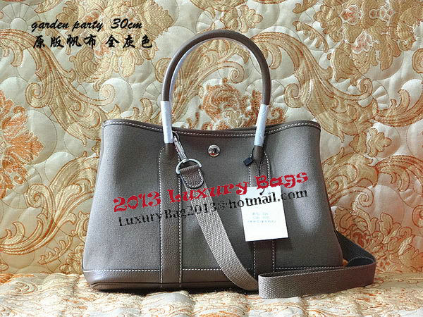 Hermes Garden Party 30cm Tote Bags Original Leather Grey