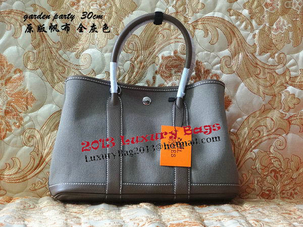 Hermes Garden Party 30cm Tote Bags Original Leather Grey