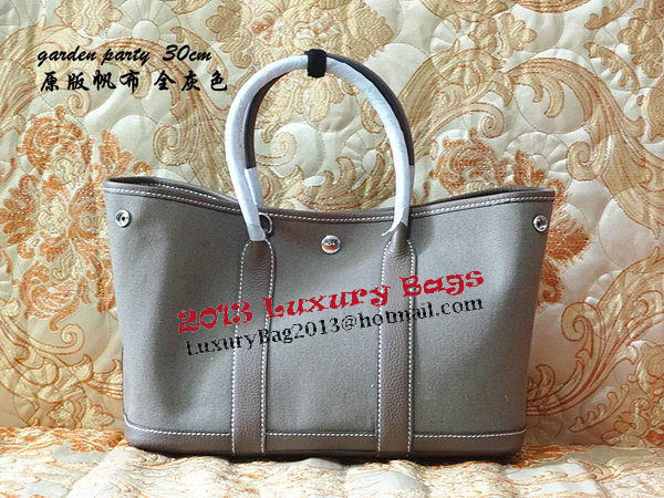 Hermes Garden Party 30cm Tote Bags Original Leather Grey