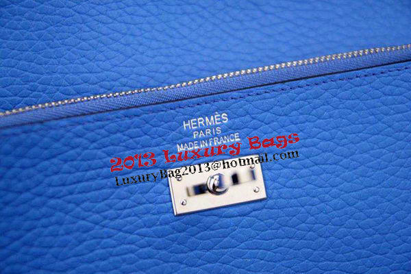 Hermes Kelly Wallet Togo Leather Bi-Fold Purse HA708W Blue