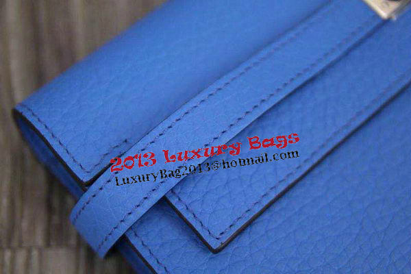 Hermes Kelly Wallet Togo Leather Bi-Fold Purse HA708W Blue