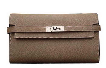 Hermes Kelly Wallet Togo Leather Bi-Fold Purse HA708W Gray