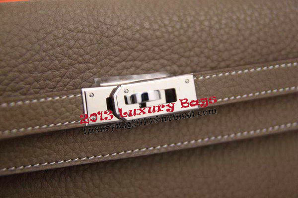 Hermes Kelly Wallet Togo Leather Bi-Fold Purse HA708W Gray