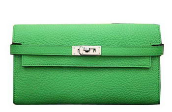 Hermes Kelly Wallet Togo Leather Bi-Fold Purse HA708W Green