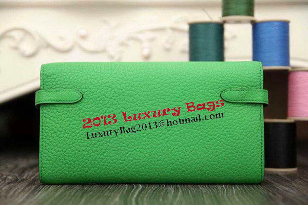 Hermes Kelly Wallet Togo Leather Bi-Fold Purse HA708W Green