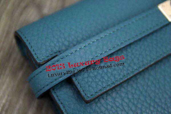 Hermes Kelly Wallet Togo Leather Bi-Fold Purse HA708W Light Blue