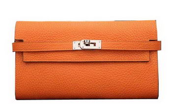 Hermes Kelly Wallet Togo Leather Bi-Fold Purse HA708W Orange