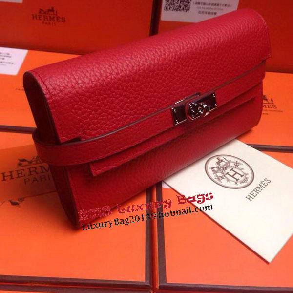 Hermes Kelly Wallet Togo Leather Bi-Fold Purse HA708W Red