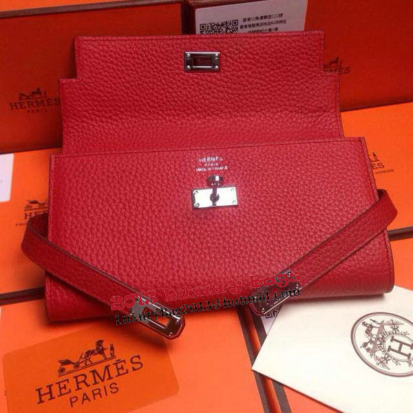 Hermes Kelly Wallet Togo Leather Bi-Fold Purse HA708W Red