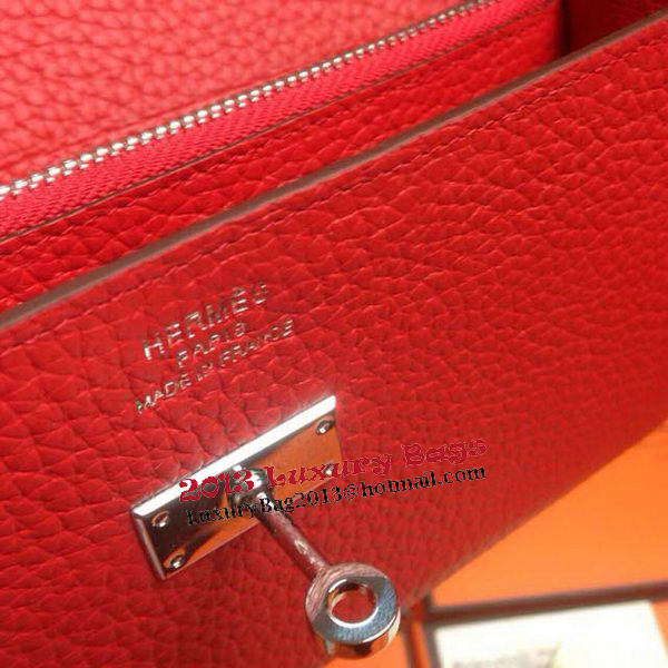 Hermes Kelly Wallet Togo Leather Bi-Fold Purse HA708W Red