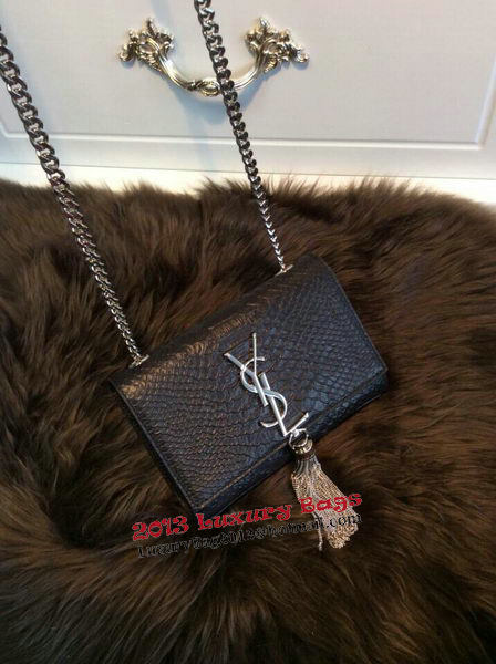 YSL Monogramme Cross-body Shoulder Bag Snake Leather Y31128 Black