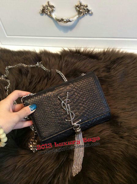 YSL Monogramme Cross-body Shoulder Bag Snake Leather Y31128 Black