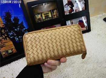 Bottega Veneta Intrecciato Nappa Zip Around Wallet BV5808 Gold