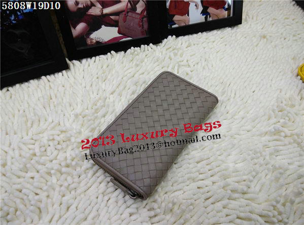 Bottega Veneta Intrecciato Nappa Zip Around Wallet BV5808 Grey